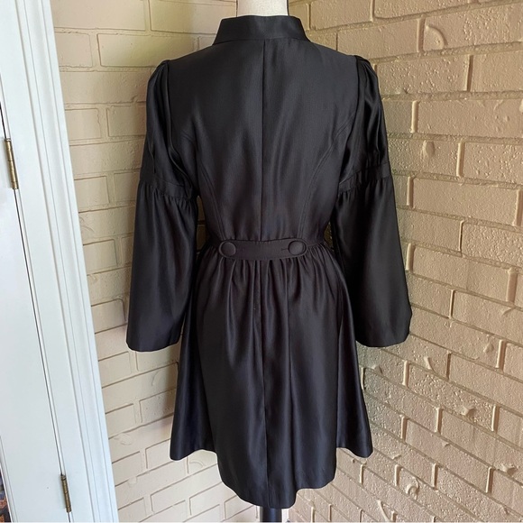 Oleg Cassini Black Puff Sleeve Button Front Dress Goth Alt Vamp Cocktail Size 6 - Picture 5 of 9
